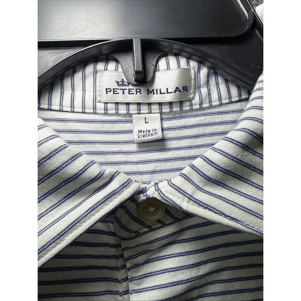 Peter Millar Mens Golf Shirt Size Large Has Holes In Sleeve - Picture 3 of 6